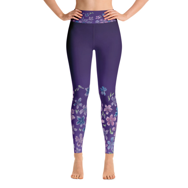 Purple Flowers Yoga Pants